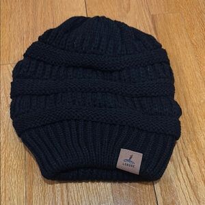 NWOT Black Knit Slouchy Beanie with Textured Pattern